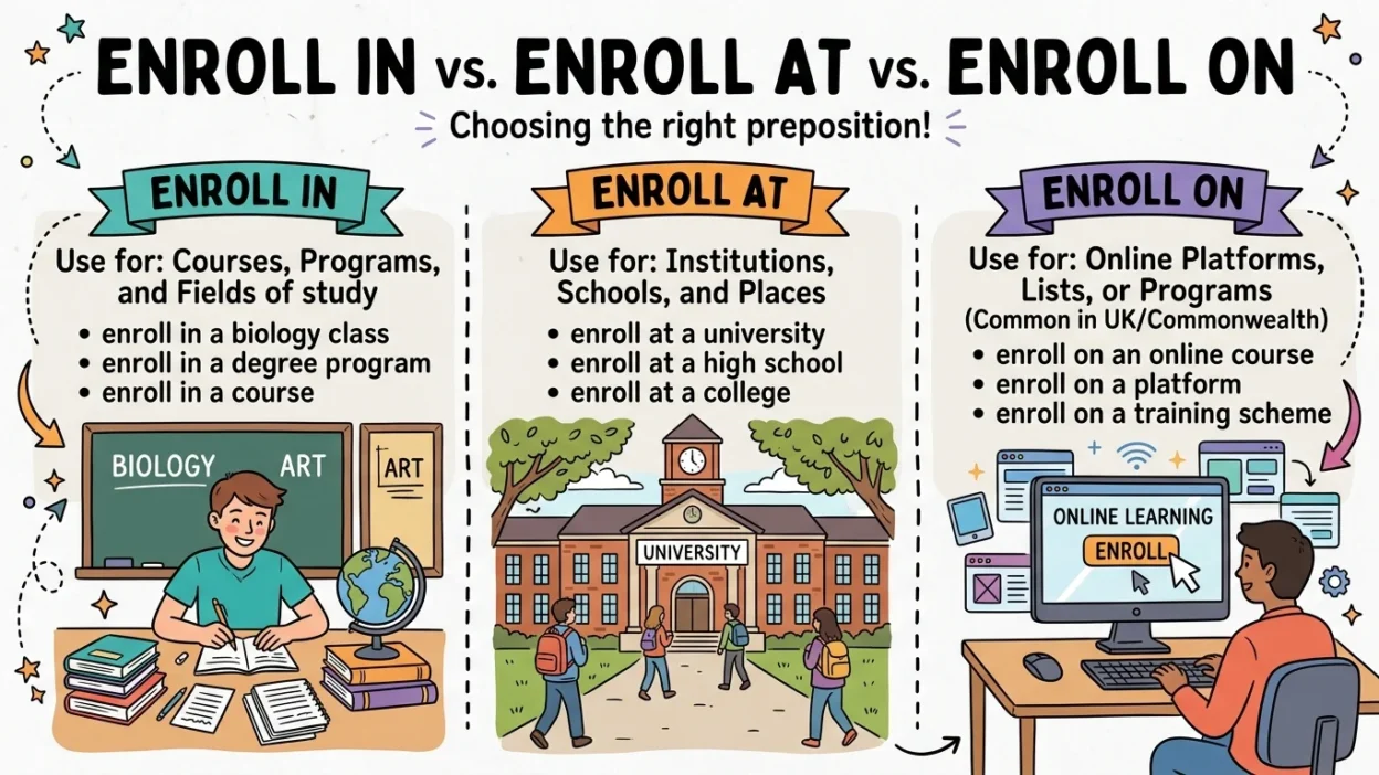 Enroll In or Enroll At or Enroll On